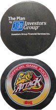 OWEN SOUND ATTACK OHL GAME PUCK SPONSORED IG THE PLAN  INVESTORS GROUP 🇨🇦 RARE