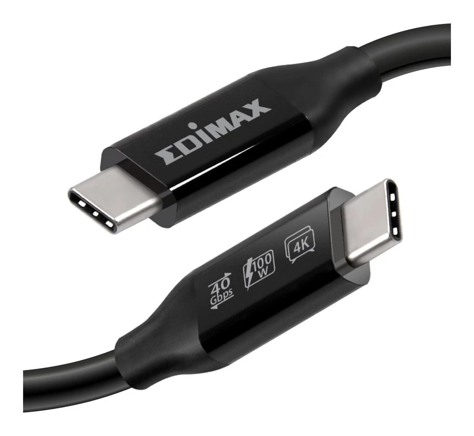 Edimax Cavo USB C UC4 SERIES 100W Usb4 Thunderbolt 3 Black 1m UC4 010TB - Immagine 2 di 3