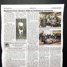 Newspaper Article Print 2024 Robotics Ai Tech Students Optimus Paper Collector