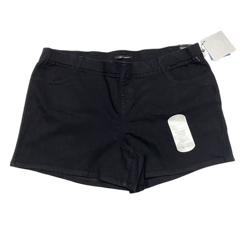 A3 Denim Womens Plus Size 24W Elastic Waistband Pull-On Shorts Black