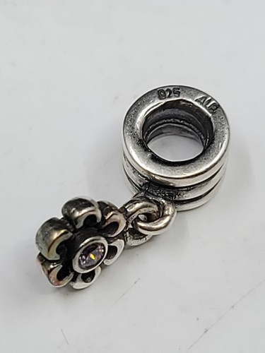 Pandora Sterling Silver Ale S925 Daisy Pink Cubic Zirconia Dangle Charm - Picture 3 of 5