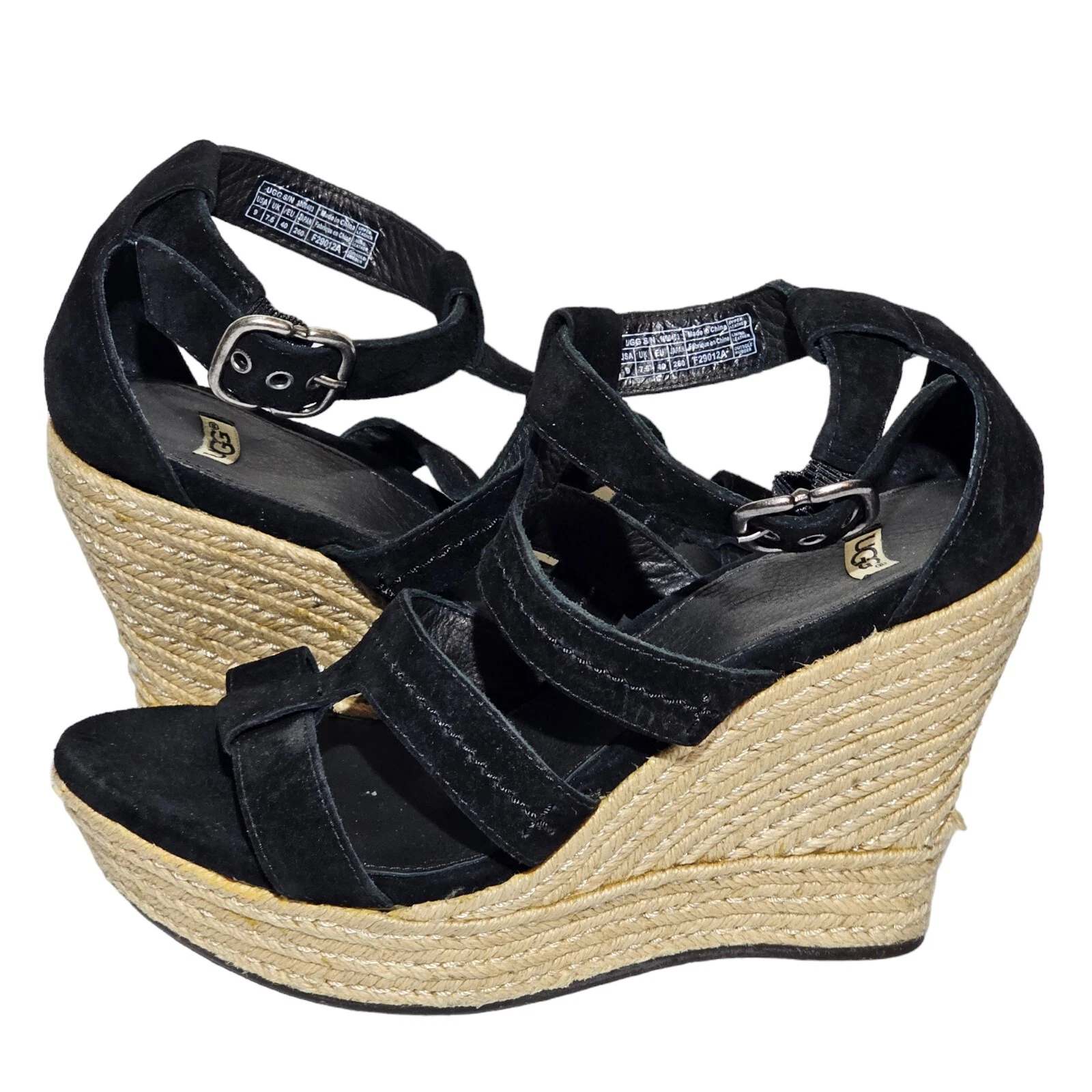 Sandali da donna UGG Lauri taglia 9 plateau corda stile 1000403 neri