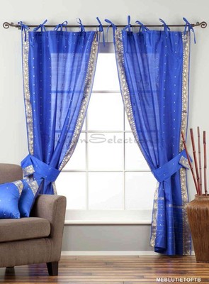 Tenda Indiana Sari Indian Selections 100x213 Cm | Verde Oliva | Fatta A Mano Con Bordo Ricamato | Tab Top - 2