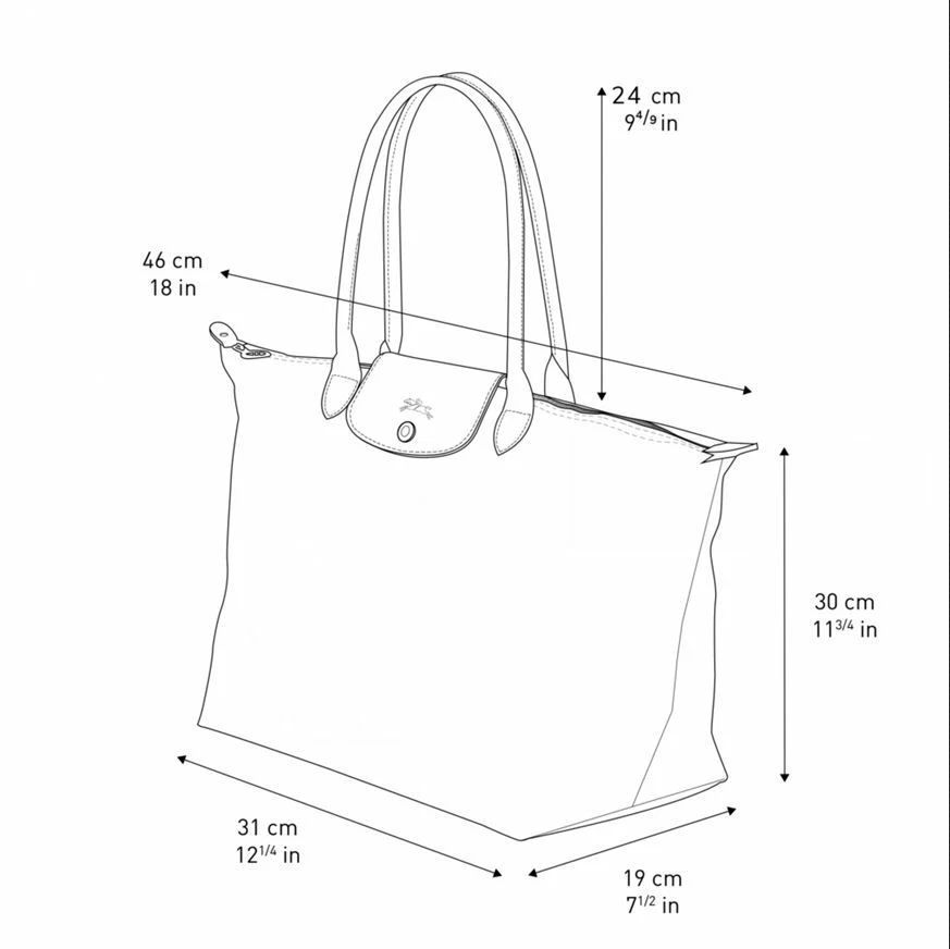 Long champ bag clearance dimensions
