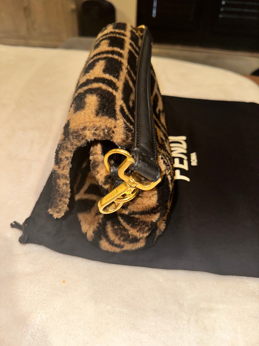 Fendi Baguette Montone St. Macro FF Bag Brown Sheepskin | eBay