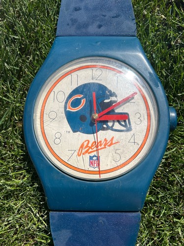 RARE Vintage WORKS Giant Wall Watch Clock Chicago Bears 80s VTG NFL Swatch Style - Picture 4 of 9