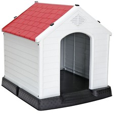 Indoor Outdoor Dog House Pet Shelter Red Waterproof Doghouse with Air Vents 28"H