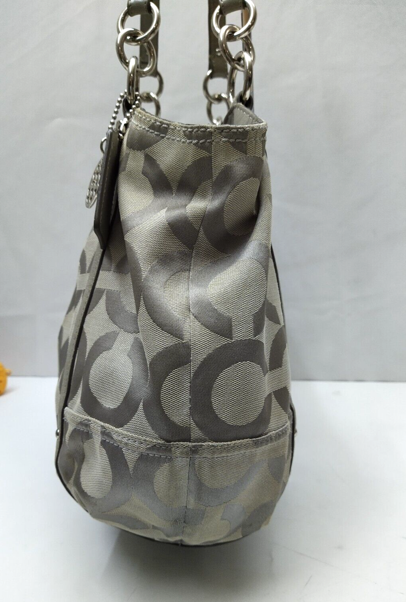 Coach Alexandria Signature Gray Canvas Leather Trim Shoulder Bag