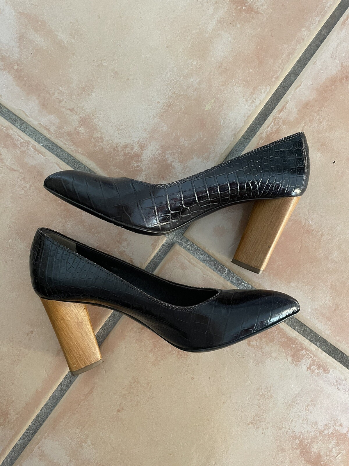 SAINT LAURENT YSL Tacco Legno 37 Stampa Coccodrillo