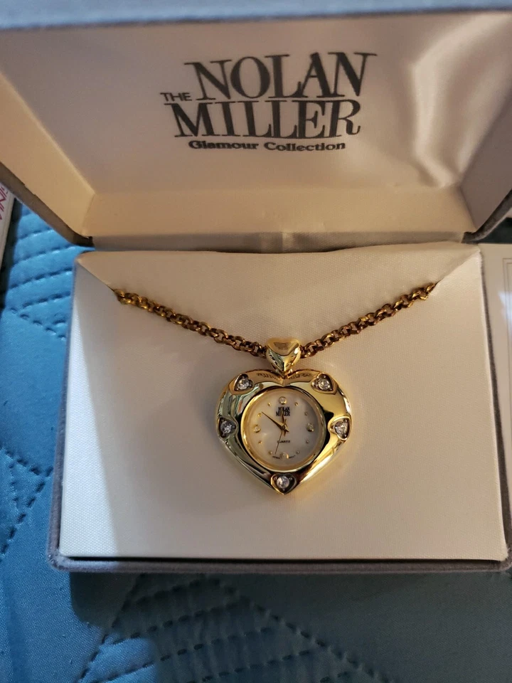 Nolan Miller Glamour 系列周年纪念心形手表项链,罕见 — 第 2/4 张图片