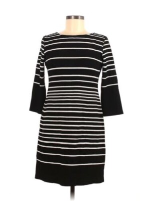 Studio 1 -3/4-sleeve Striped Sweater Dress , Petite-Size: 2 P , Black &  White | eBay