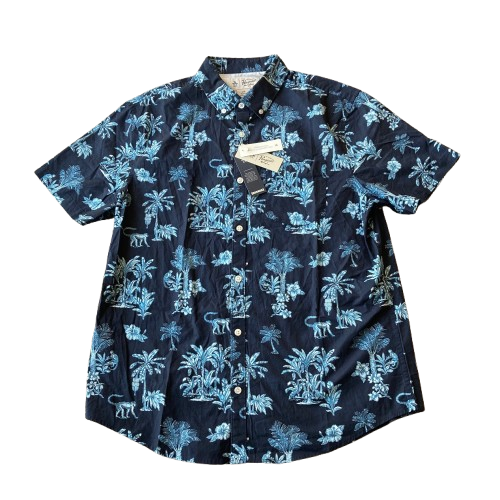 Camisa Original Pingüino Tejida Manga Corta Mono Árbol Para Hombre Grande L Azul NUEVA