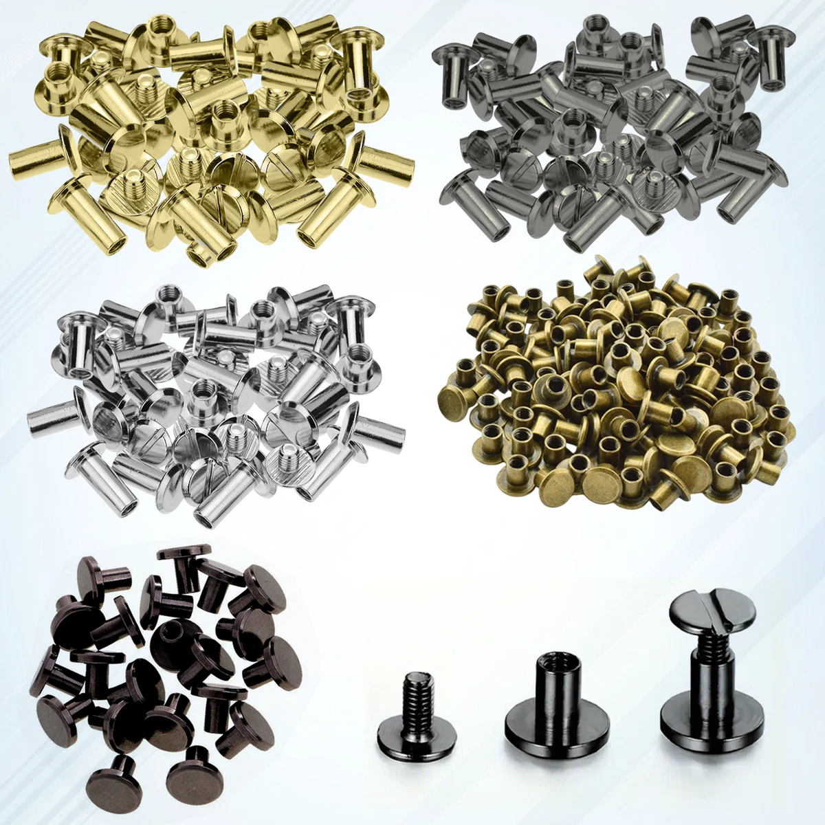 ISDVBUY 50 Pack M5 x 4mm Chicago Screws, Phillips Head Binding Screws, Black Post
