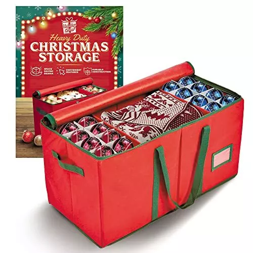 Large Christmas Ornament Storage Box Container for 128 Holiday Ornaments  Decor