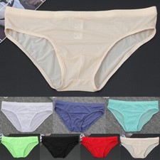 Unisex Adults Ice Silk Underwear Thong Shorts Raised Underpants Soft Briefs