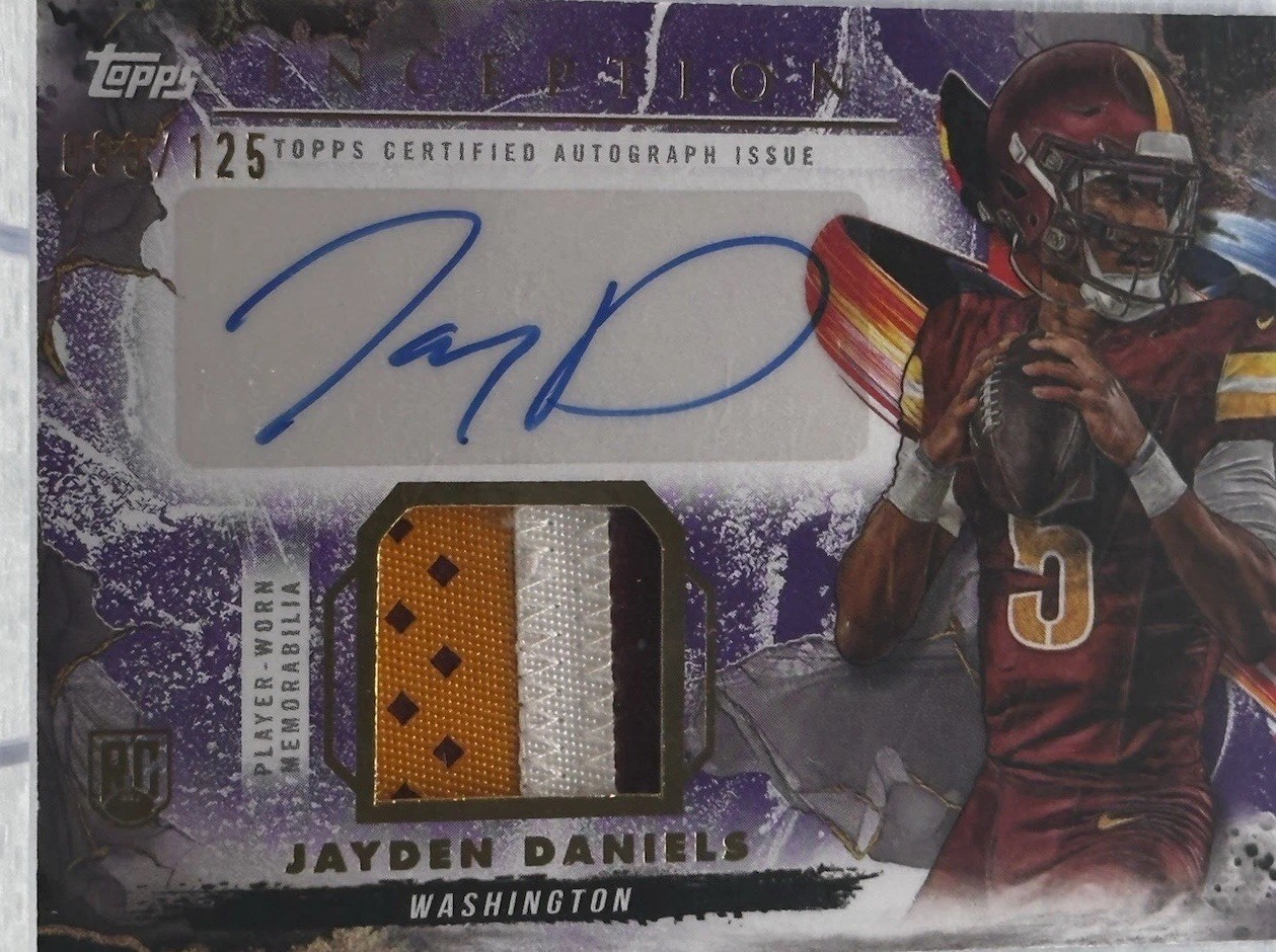 2024 Topps Inception Jayden Daniels Purple Provenance Patch Auto /125 Commanders