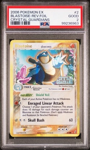 PSA 2 Blastoise (Delta Species) 2/100 Crystal Guardians Reverse Holo Pokemon
