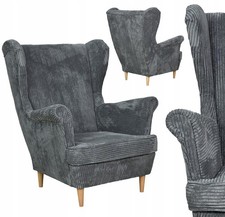 Scandinavian Family Meble Bonito Ohrensessel, grauer Cord, angenehm anzufassen