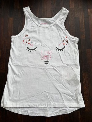 Catimini Top Gr. 128 weiß I love Summer Tanktop Mädchen Shirt Sommer Boutique