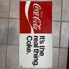 c.1960s Original Vintage Enjoy Coca Cola Sign Metal Its The Real Thing Coke Cool