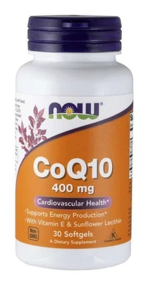 NOW FOODS CoQ10 mit Vitamin E und Sonnenblumenlecithin 400 mg (Herz-Kreislauf-Ge - Bild 1 von 3