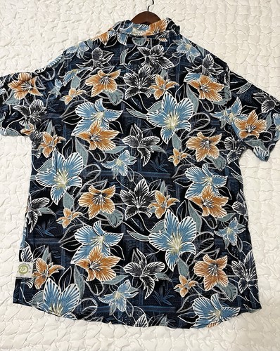 Margaritaville Hawaiian Shirt Mens XL Blue Floral Short Sleeve Rayon - Picture 4 of 6