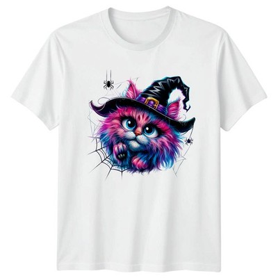 Entzückende Hexe Katze Halloween T-Shirt Fantasy Kunst Halloween Geschenk für Sie und Ihn