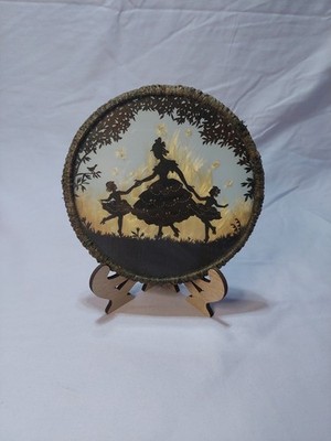 Vintage Dandelion Fluff Folk Art Silhouette Wall Hanging Framed Nature Art