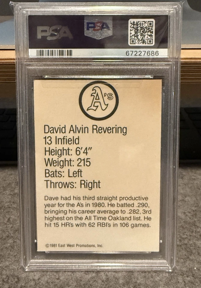 1981 Granny Goose Potato Chip A’s #13 Dave Revering PSA 7(ST) Rare Regional Card - Image 2 of 2