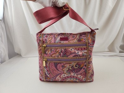 Authentic ETRO Paisley Shoulder Hand Bag Tote Pink Nylon Shoulderbag Zip Strap