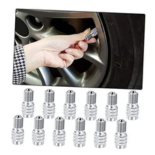 Car Double Seal Valve Cap, 12pcs Tire Valve Stem Cap Flow Through Tires Air 