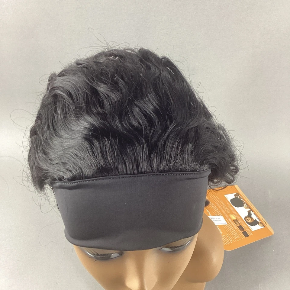 18" Natural Wave Headband Natural Black 100% Unprocessed Human Hair Wig - Image 3 of 4