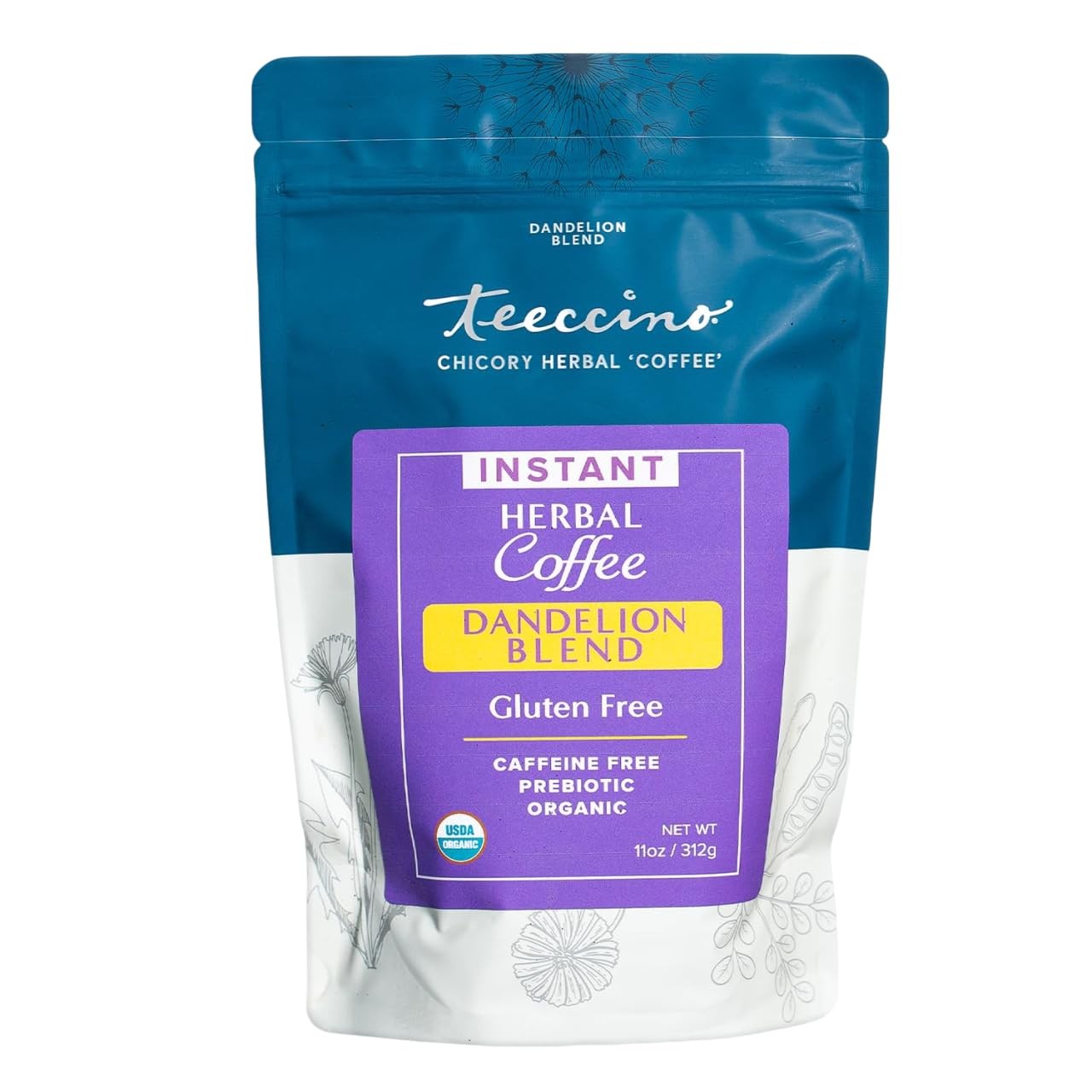 Teeccino Instant Organic Dandelion Blend &ndash; 104 servings &ndash; Gluten Free Instant...