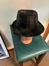 Vintage Peter Grimm Black Gray Plaid Fedora H...