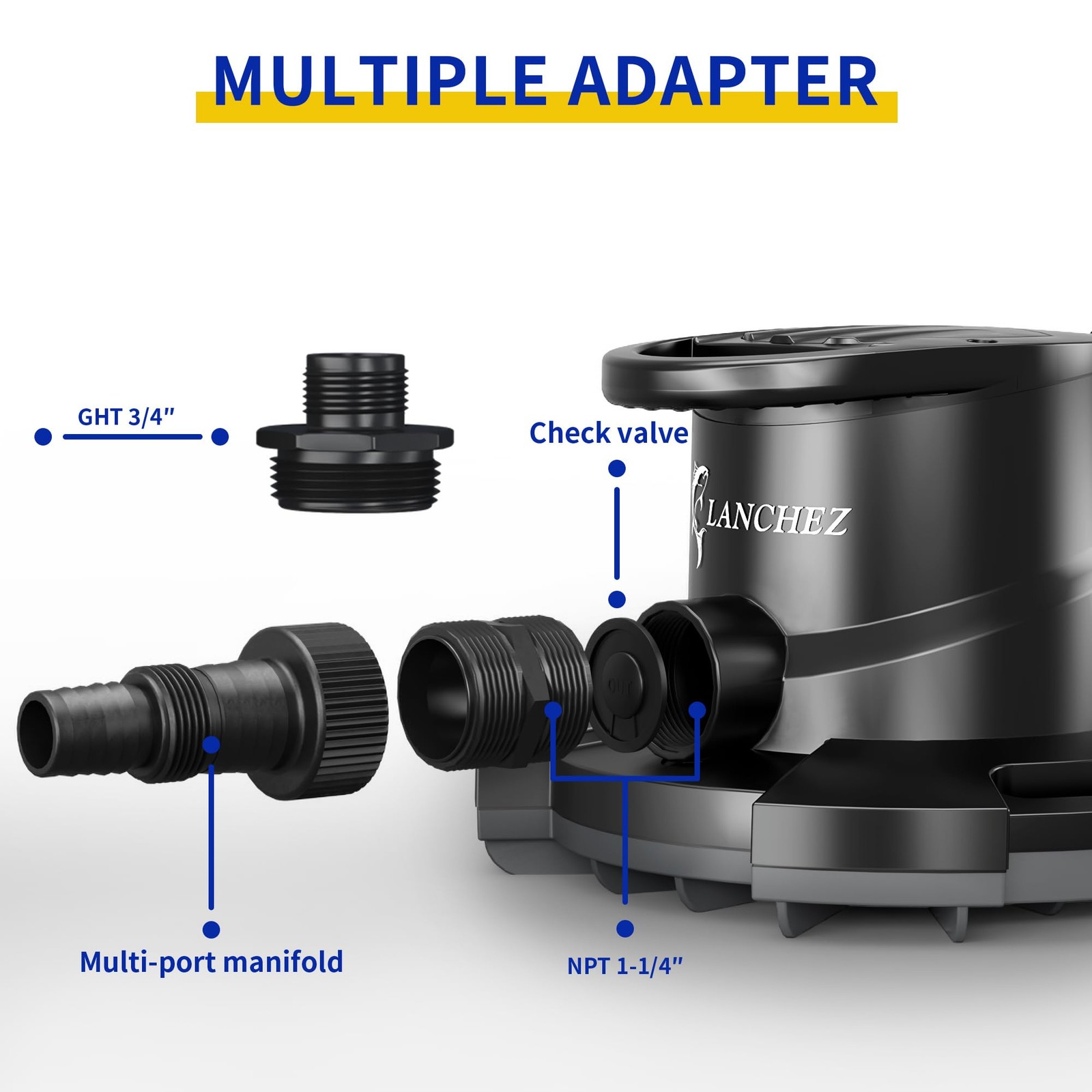 1/2HP Automatic Swimming Pool Cover Pump, 2000GPH Water Sump Pump with Check ...