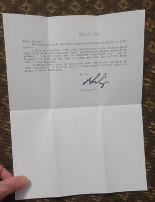 Philip Roth Signed Letter to George Steiner W/Steiner Book