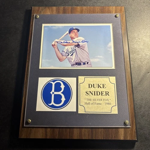 DUKE SNIDER Brooklyn Dodgers SIGNED Baseball Plaque w COA SCM