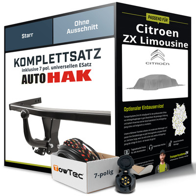 Für CITROEN ZX Limousine Typ N2 Anhängerkupplung starr +eSatz 7pol uni 91- NEU