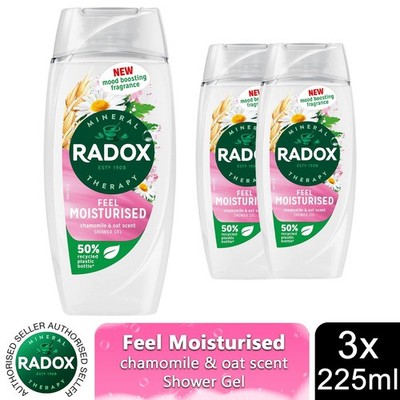 3x Radox Mineral Therapy Duschgel Feel Moisturised mit Kamille & Hafer, 225ml