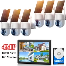 4MP 10CH Wireless IP Security Camera System with Solar Panel Color Night Vision