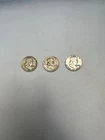 Franklin Half Dollar D  3 Coin Lot  (1953  1957 & 1958)  *90% Silver*  See Pics