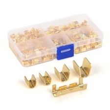 500pcs U Shape Copper Crimp Terminal Connectors Kit, Non-Insulated Cable Wire