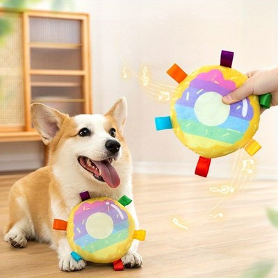 Plüsch Flying Disc Hundespielzeug Outdoor   Frisbee zum Apportieren, bissfest