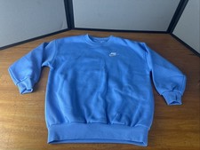 Nike Club Fleece Pullover Big Oversized Sweatshirt Girls Size Small Blue