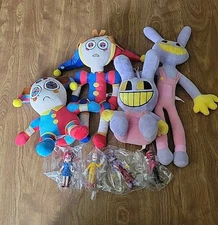 Pack Of 4  Digital Circus Plush The Amazing Jax POMNI + 4 Wrapped Figurines 3.5"