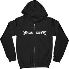 Men's Megadeth White Logo Discontinued And Almost Gone Zippered Hooded