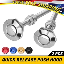 US Push Button Quick Hood Release Bonnet Pins Clip Lock Auto Cars Bumper Latch