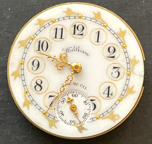 Antique Waltham Seaside 1891 Pocket Watch Movement Fancy Dial Good Balance 0s 7j