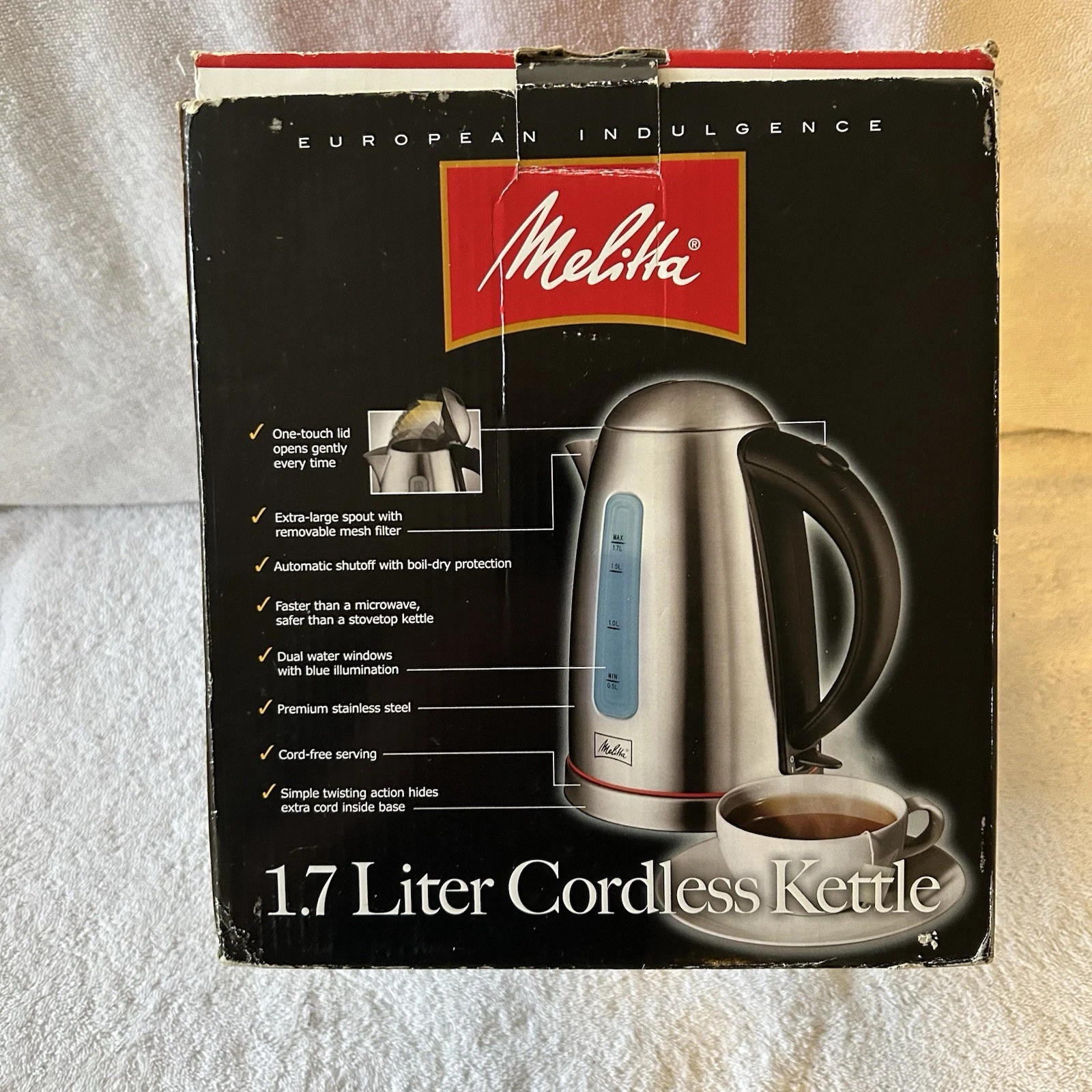 Melitta Kettle 1.7 Liter Cordless Kettle Model 40994 - Box & Instructions