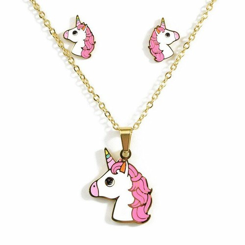 Unicorn Jewelry Set Girls Kids Necklace 